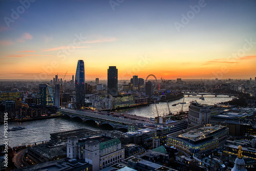 Afternoon in London, England, at Christmas Time, with The Thames and Blackfriars Bridge