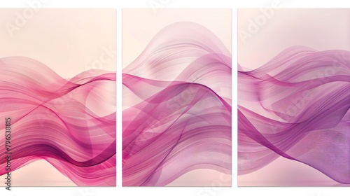 Dynamic lines on a fluid gradient in a chic abstract triptych perfect for modern branding displays