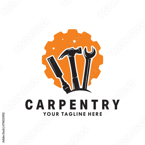 carpentry logo design template vector