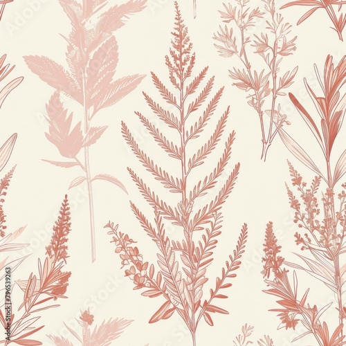 Vintage Botanical Illustration with Warm Tones