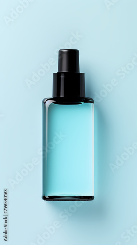 Minimalist solid blue background for bottle product photography