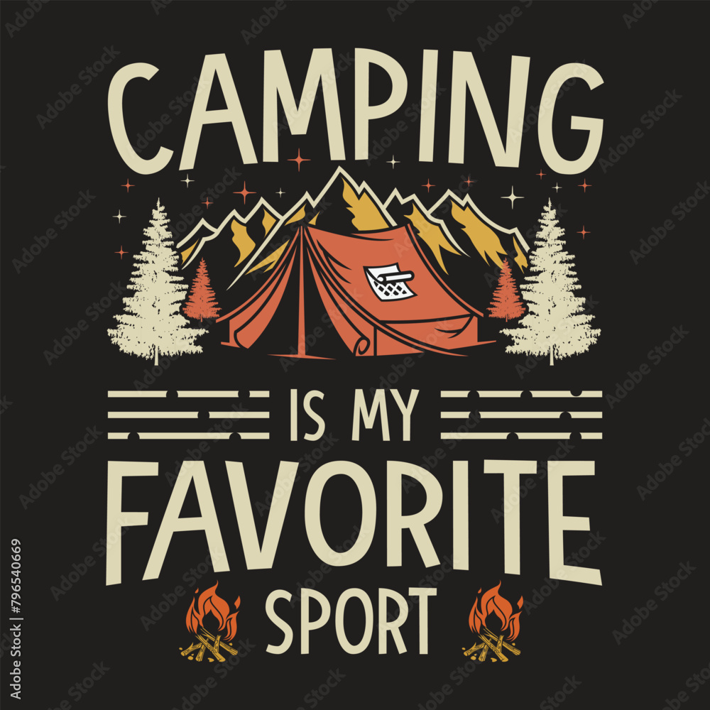 Unique Camping Is My Favorite Sport Tee - Perfect for Outdoor Lovers and Campers