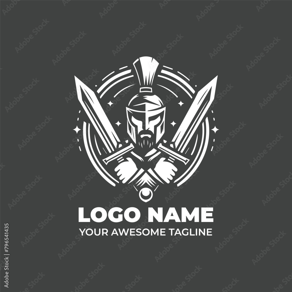Obraz premium Simple Warrior Monochrome Logo Design