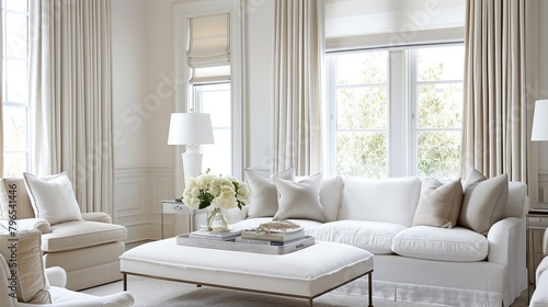 Keep window treatments simple with neutral colors and clean lines.