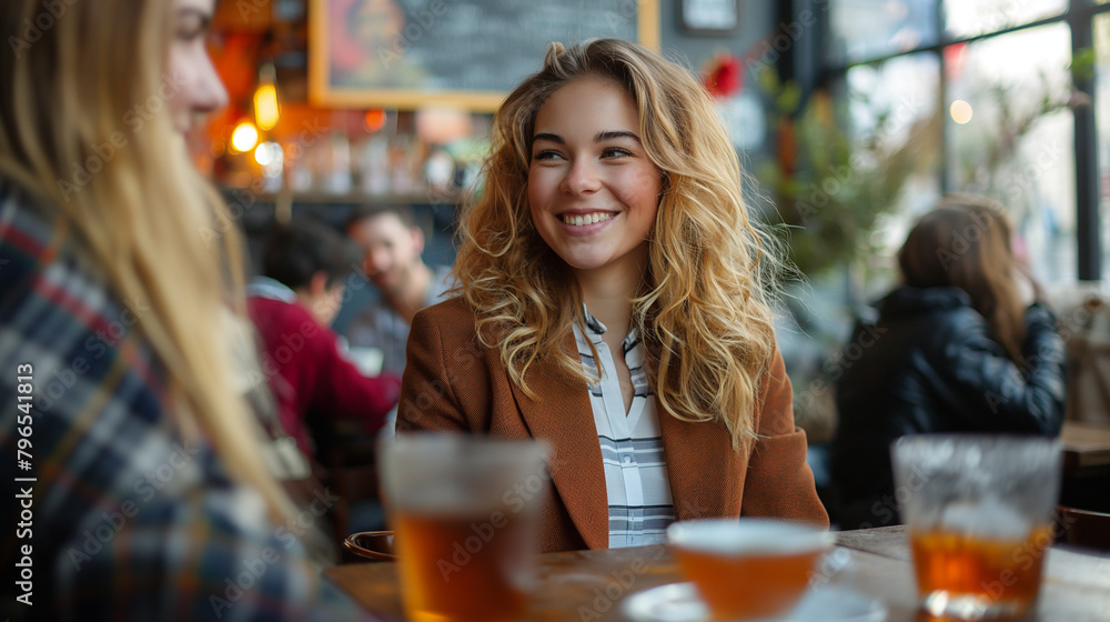 Friendly Meeting Over Drinks at a Cozy Bar Friendly Meeting Over Drinks at a Cozy Bar