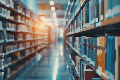 Ideal Background: Blurry College Library Interior for Bookstore or Education Concept. Concept College Library Interior, Blurry Background, Bookstore Aesthetic, Education Concept