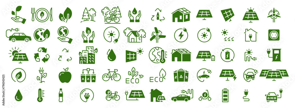 Set of 60 Ecology Icons. Nature Icon. Eco Green. Vector Stock Illustration Icons Set of 60 Ecology Icons. Nature Icon. Eco Green. Vector Stock Illustration Icons