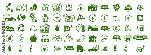Set of 60 Ecology Icons. Nature Icon. Eco Green. Vector Stock Illustration Icons