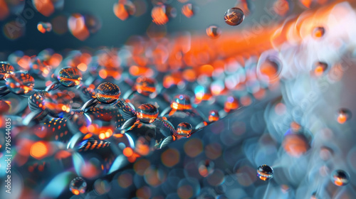 Crosssection image of the material showing the multiple layers and their unique properties that contribute to superhydrophobicity. photo