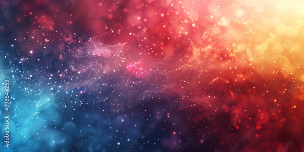 A colorful background with a lot of stars and a red and blue swirl A colorful background with a lot of stars and a red and blue swirl