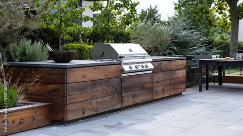 Minimalist Outdoor Grill Area Simple grill station with clean lines