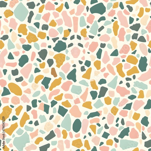 Seamless Terrazzo Pattern with Pastel Chips Isolated on a Neutral Background for Stylish Interior Design