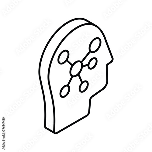 Brain simulation, artificial intelligence icon, premium vector 