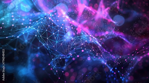 3D rendering of abstract digital background with connection lines and dots, Network connection structure, Futuristic technology style, Generative AI illustrations.