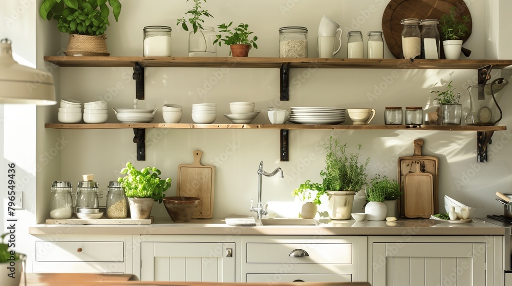Neutral Kitchen with Open Shelving Opt for neutral tones and open shelves to showcase simplicity. Neutral Kitchen with Open Shelving Opt for neutral tones and open shelves to showcase simplicity.