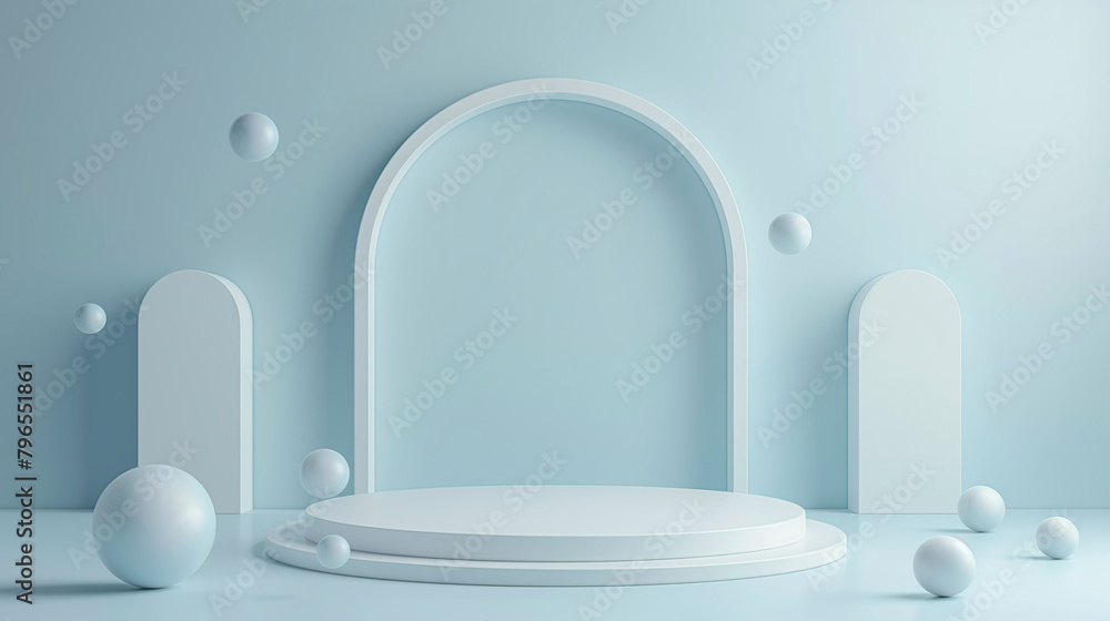 Dynamic Podium Concept: Modern Baby Blue 3D Shape for Product Display
Dynamic Podium Concept: Modern Baby Blue 3D Shape for Product Display
