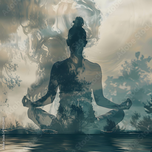 Essence of mindfulness up close, emphasizing relaxation and focus, the peacefulness of meditation in close-up, focusing on inner harmony