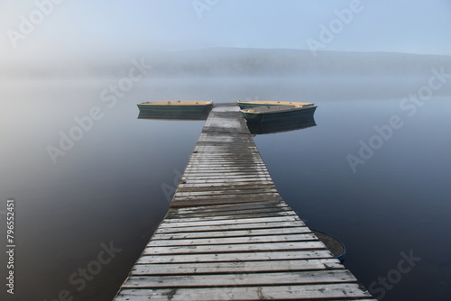 The dock on the lake in the fall, Sainte-Apolline, Québec, Canada