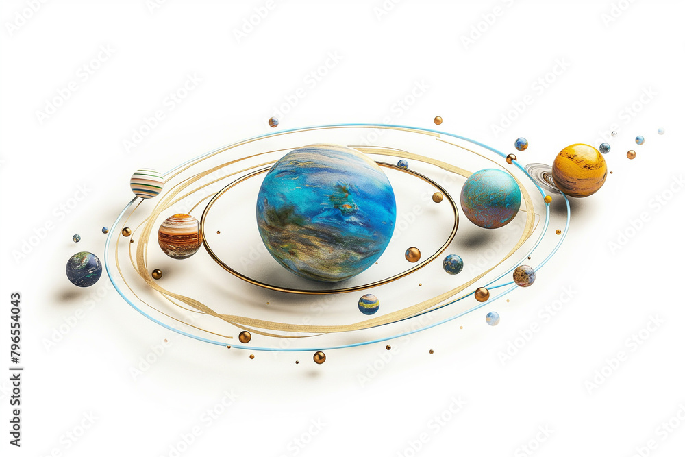 Planets of solar system on white background Stock Illustration | Adobe ...