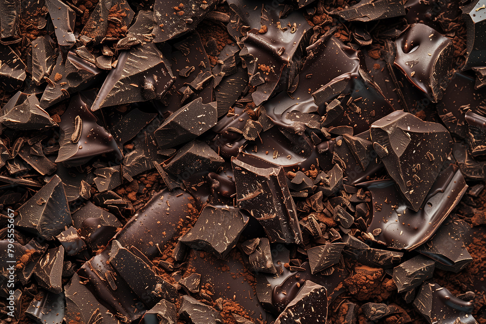 A Pile of Chocolate Pieces on a Table A Pile of Chocolate Pieces on a Table