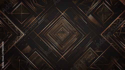 Golden Geometric Splendor: An Opulent Symphony of Black and Gold Patterns photo