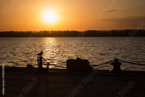 Sunset over the Volga river. Samara, Russia.
