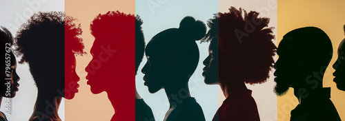 Juneteenth Freedom Day Abstract silhouettes of african american men and women. Celebrate freedom from slavery photo