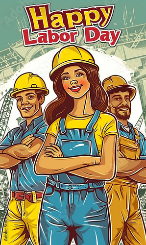 Group of workman people of different professions together. Happy Labor Day card or poster design