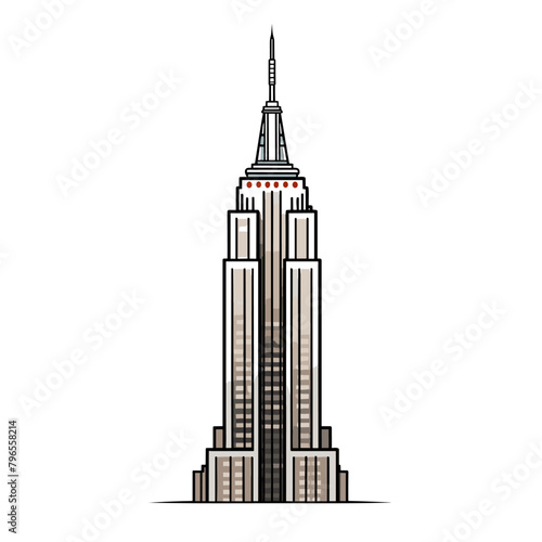 Empire State Building. Empire State Building hand-drawn comic illustration. Vector doodle style cartoon illustration