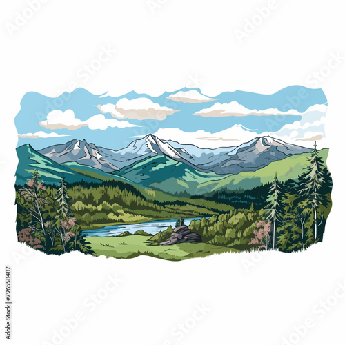 Great Smoky Mountains. Great Smoky Mountains hand-drawn comic illustration. Vector doodle style cartoon illustration