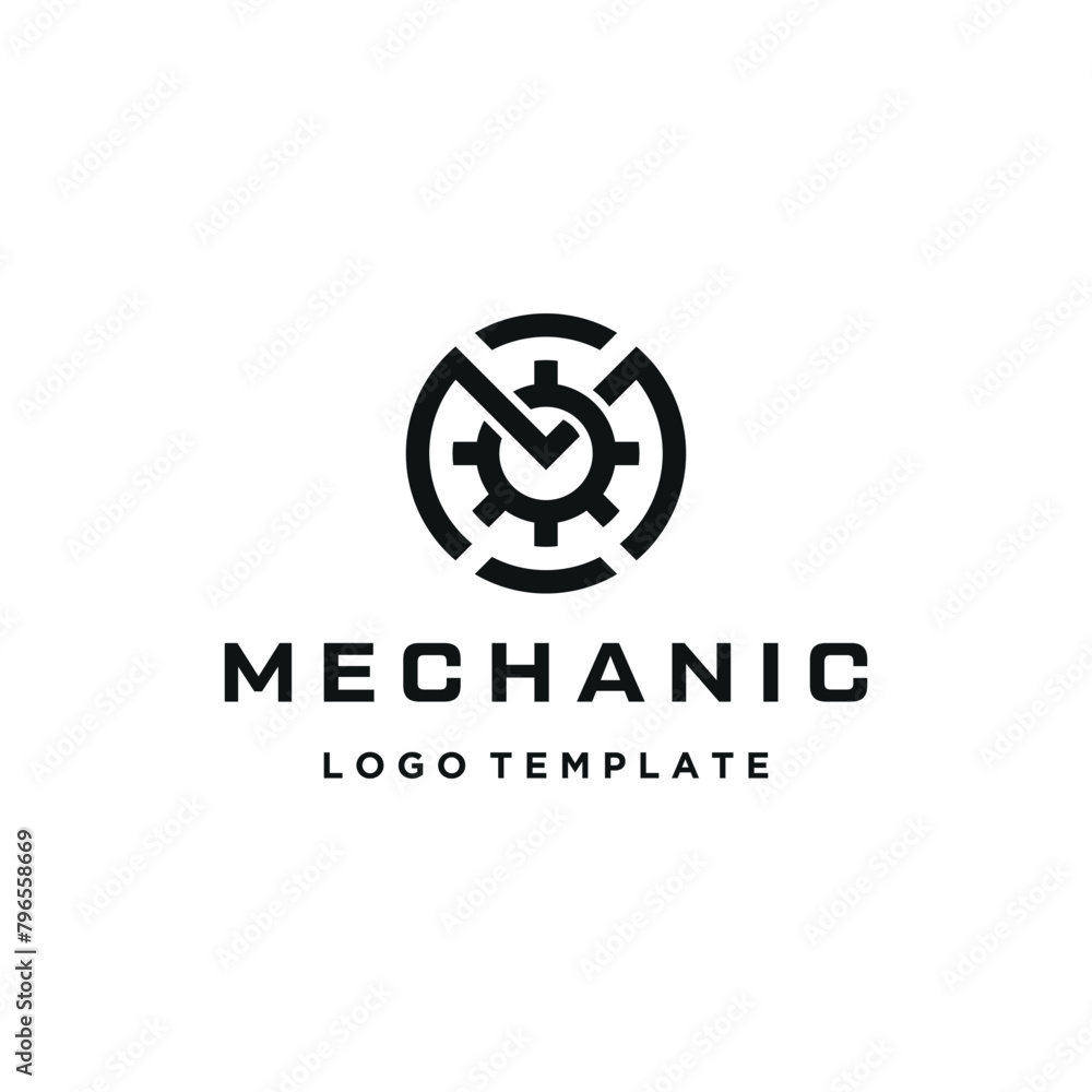 Circular Initial Letter M with Gears For Machine Factory Industrial Logo Design