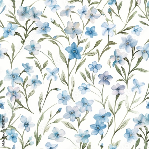 Elegant Blue Floral Pattern on Seamless Background for Design Inspiration