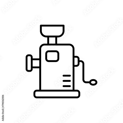 Meat grinder outline icons, minimalist vector illustration ,simple transparent graphic element .Isolated on white background