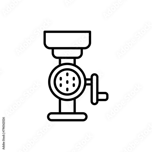 Meat grinder outline icons, minimalist vector illustration ,simple transparent graphic element .Isolated on white background