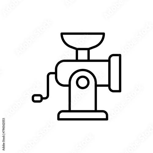 Meat grinder outline icons, minimalist vector illustration ,simple transparent graphic element .Isolated on white background