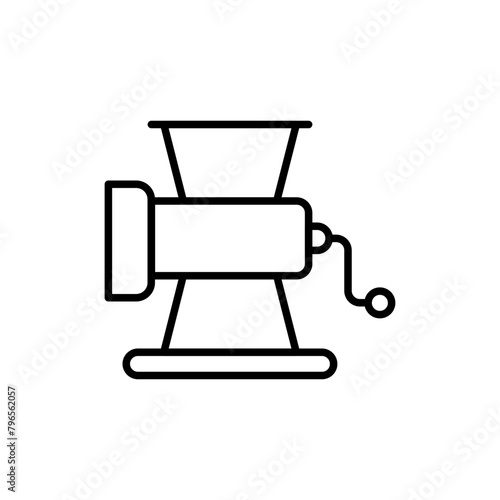 Meat grinder outline icons, minimalist vector illustration ,simple transparent graphic element .Isolated on white background