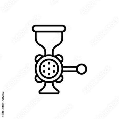 Meat grinder outline icons, minimalist vector illustration ,simple transparent graphic element .Isolated on white background