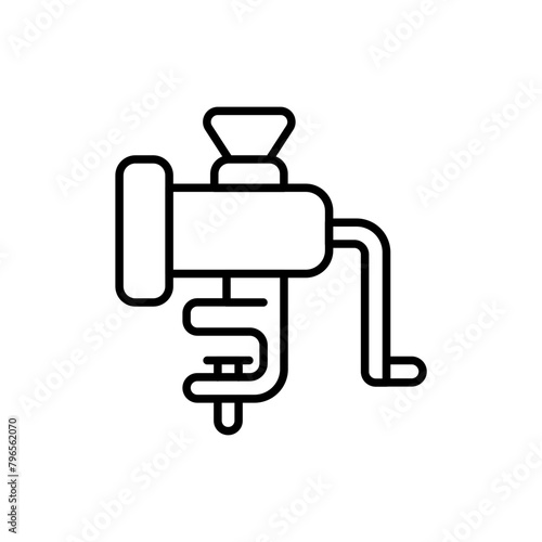 Meat grinder outline icons, minimalist vector illustration ,simple transparent graphic element .Isolated on white background