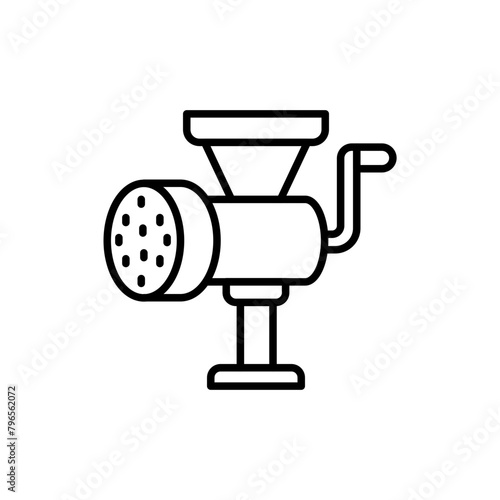 Meat grinder outline icons, minimalist vector illustration ,simple transparent graphic element .Isolated on white background
