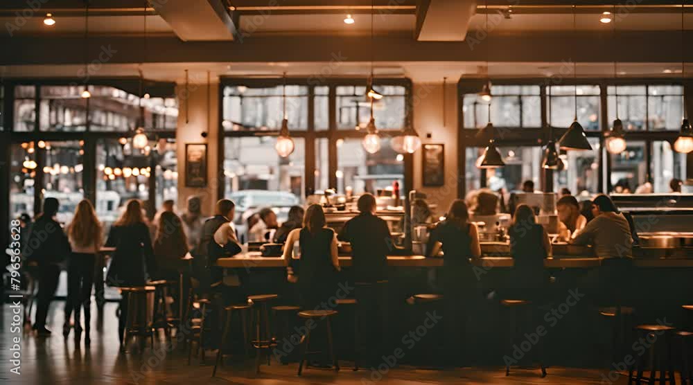 Busy cafe with many peoples