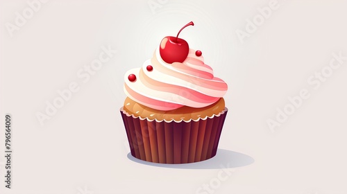 cupcake with  ice cream and cherry on top