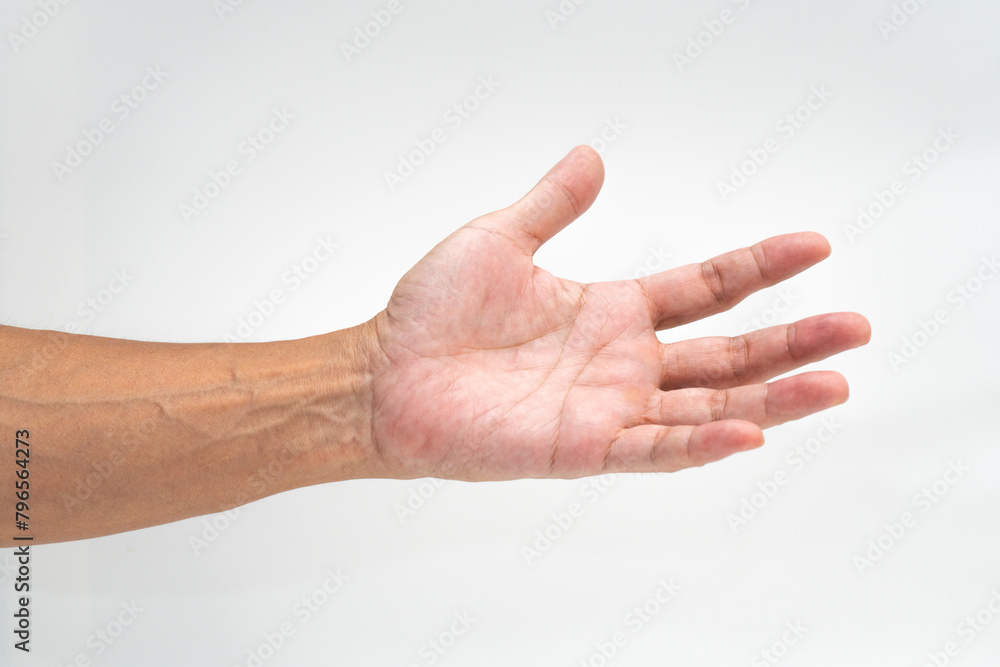 Man hand on white background