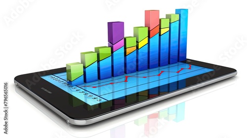 Wallpaper Mural A tablet screen shows a graph with colorful bars and a white background Torontodigital.ca