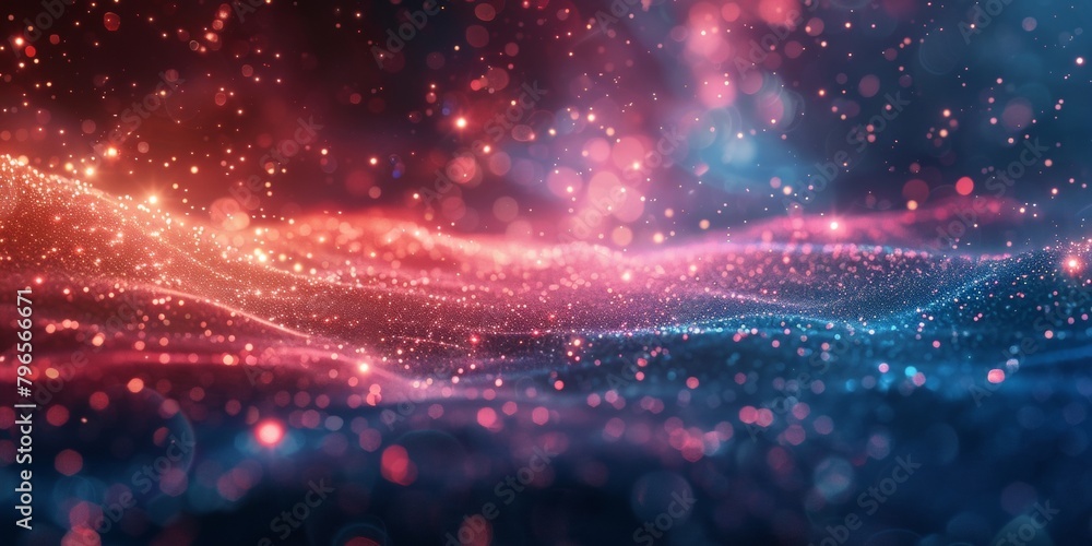 Obraz premium A colorful, blurry image of a wave with red and blue colors