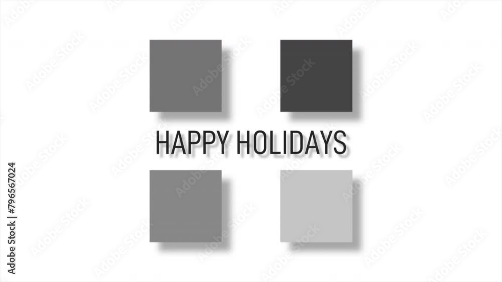 Celebrate the holidays with this cheerful image showcasing three black squares, each of which holds the phrase Happy Holidays, against a white background Celebrate the holidays with this cheerful image showcasing three black squares, each of which holds the phrase Happy Holidays, against a white background