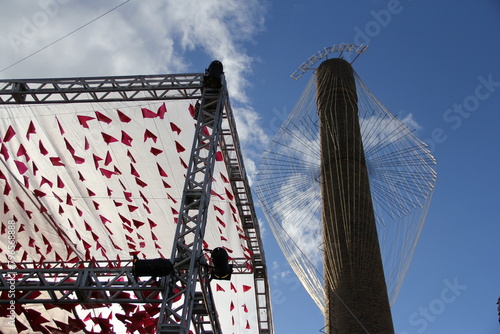 CARUARU, BRASIL - JUNE, 2012: Tradicional caruaru's june festival structure with a light balloon
 photo