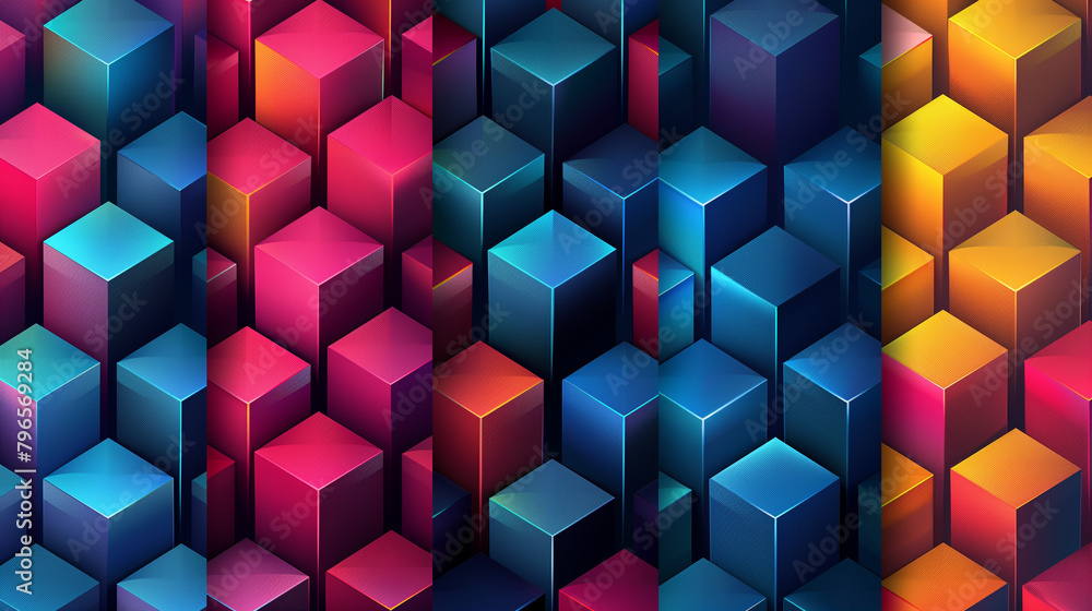 Abstract blue background with a seamless pattern of 3D cubes,Colorful Geometric Triangle Mosaic Texture Art Abstract blue background with a seamless pattern of 3D cubes,Colorful Geometric Triangle Mosaic Texture Art