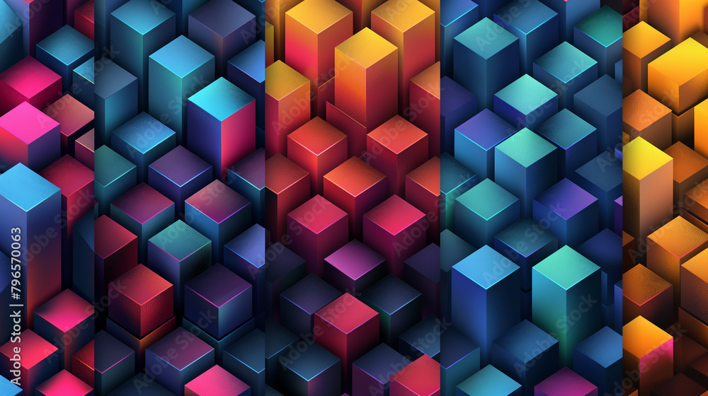 Abstract blue background with a seamless pattern of 3D cubes,Colorful Geometric Triangle Mosaic Texture Art Abstract blue background with a seamless pattern of 3D cubes,Colorful Geometric Triangle Mosaic Texture Art
