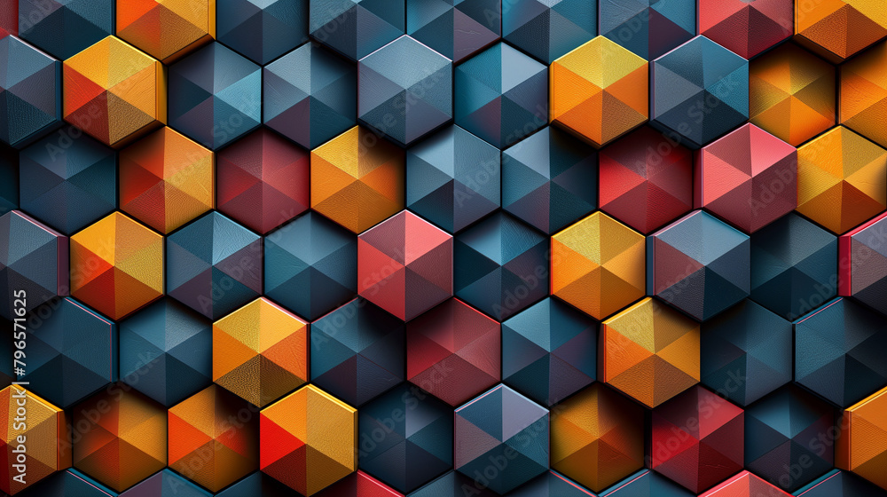 Abstract blue background with a seamless pattern of 3D cubes,Colorful Geometric Triangle Mosaic Texture Art Abstract blue background with a seamless pattern of 3D cubes,Colorful Geometric Triangle Mosaic Texture Art