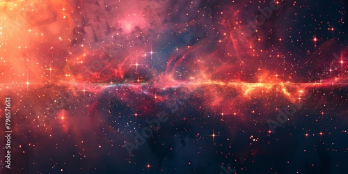 A colorful galaxy with many stars and a red background